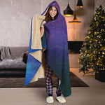 Purple Turquoise Galaxy Space Print Hooded Blanket