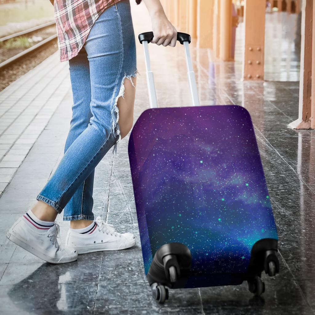 Purple Turquoise Galaxy Space Print Luggage Cover GearFrost