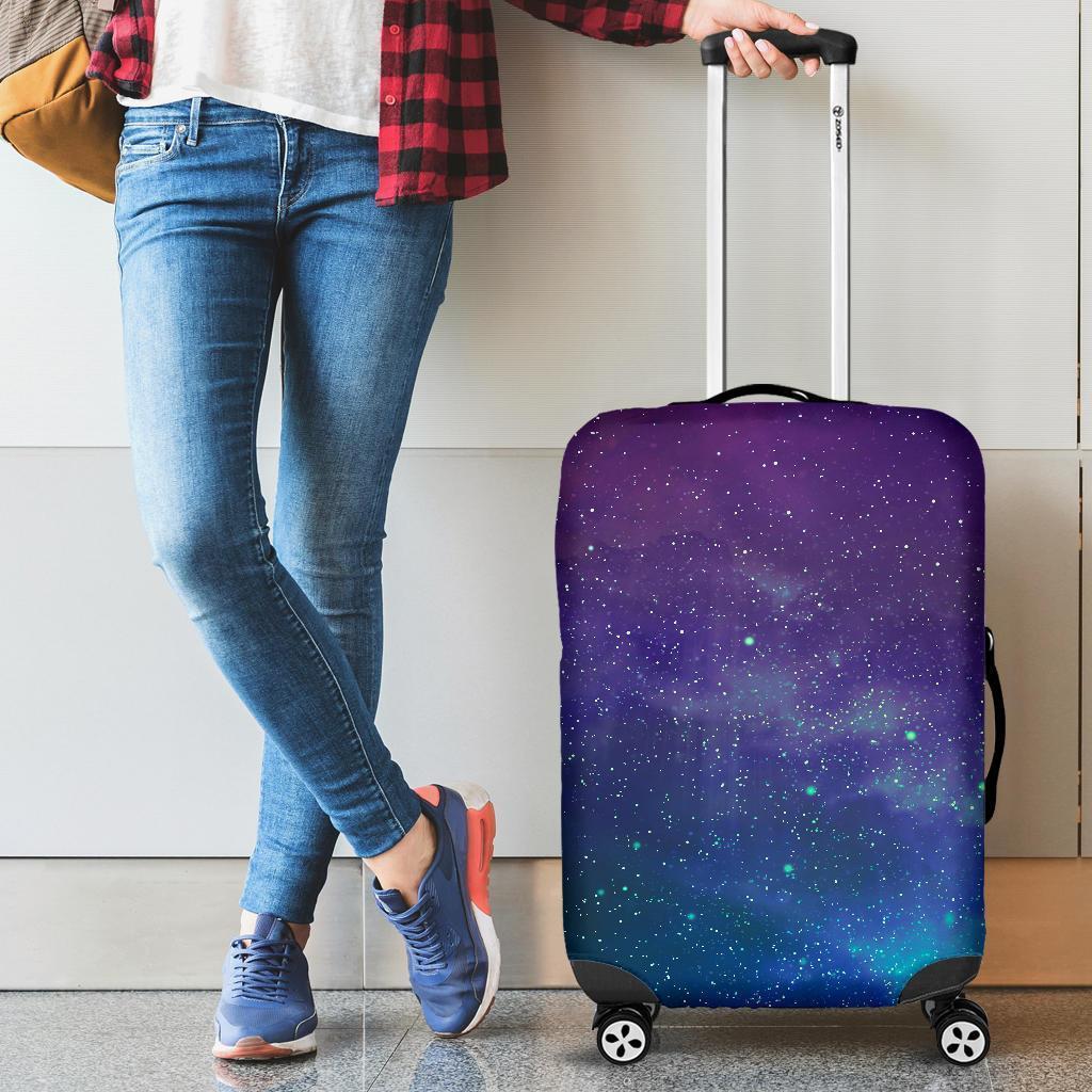 Purple Turquoise Galaxy Space Print Luggage Cover GearFrost