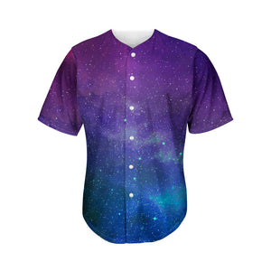 Purple Turquoise Galaxy Space Print Men's Baseball Jersey