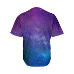 Purple Turquoise Galaxy Space Print Men's Baseball Jersey