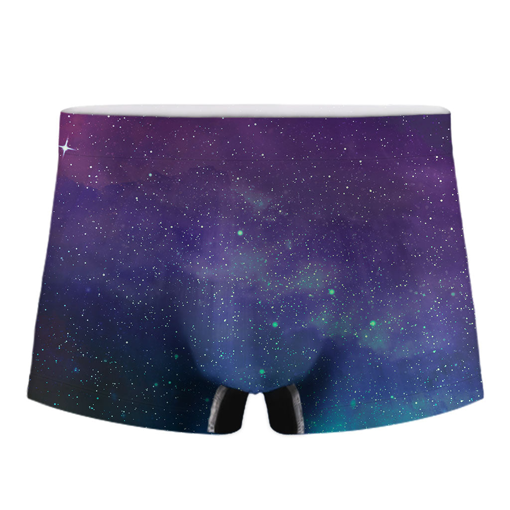 Purple Turquoise Galaxy Space Print Men's Boxer Briefs