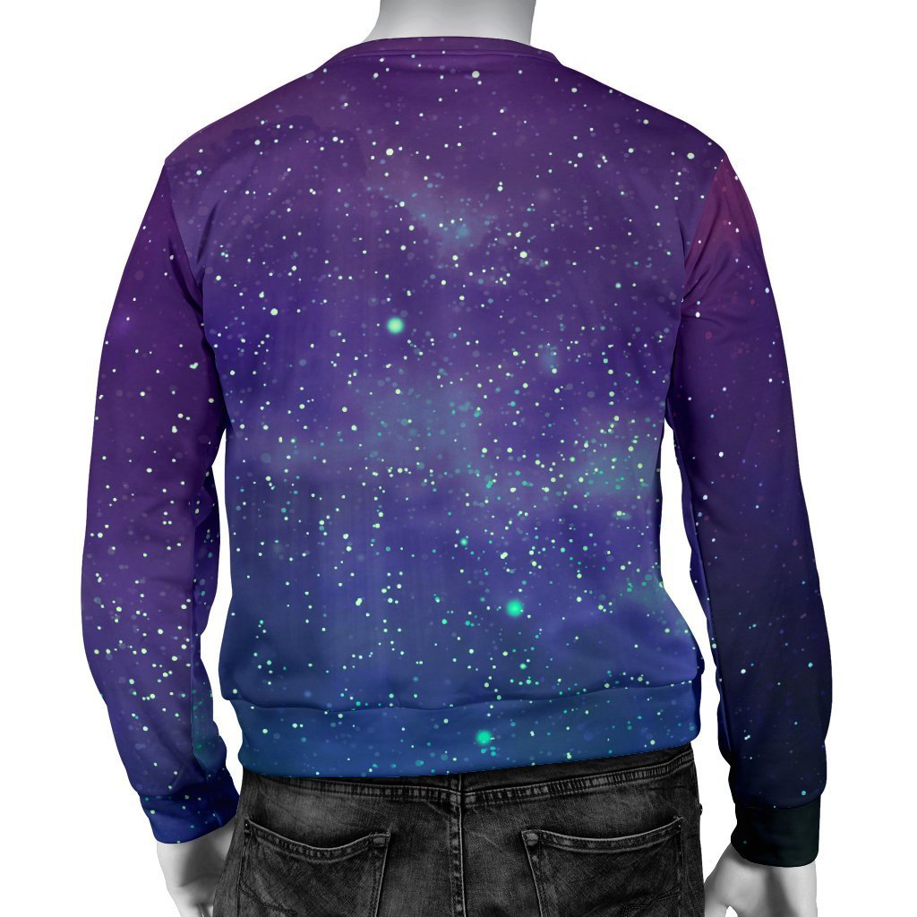 Purple Turquoise Galaxy Space Print Men's Crewneck Sweatshirt GearFrost