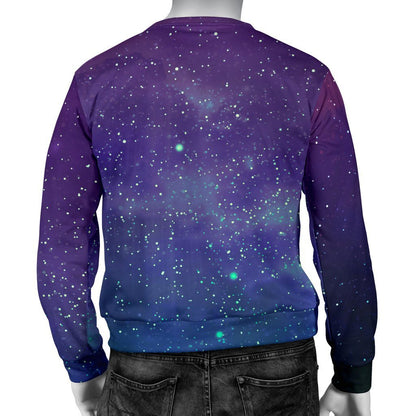 Purple Turquoise Galaxy Space Print Men's Crewneck Sweatshirt GearFrost