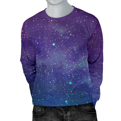 Purple Turquoise Galaxy Space Print Men's Crewneck Sweatshirt GearFrost