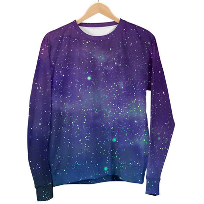 Purple Turquoise Galaxy Space Print Men's Crewneck Sweatshirt GearFrost