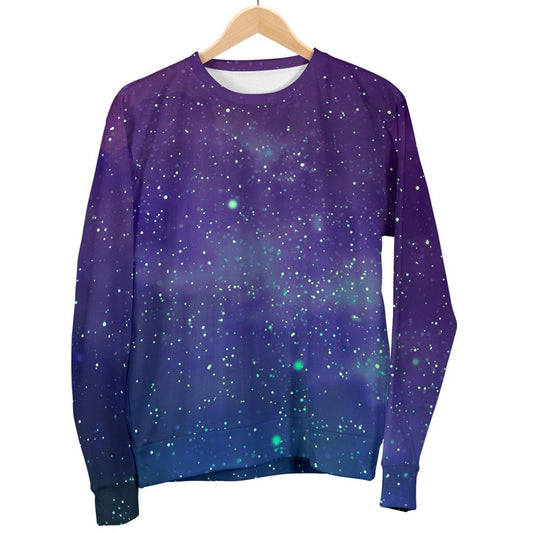 Purple Turquoise Galaxy Space Print Men's Crewneck Sweatshirt GearFrost