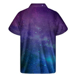 Purple Turquoise Galaxy Space Print Men's Short Sleeve Shirt