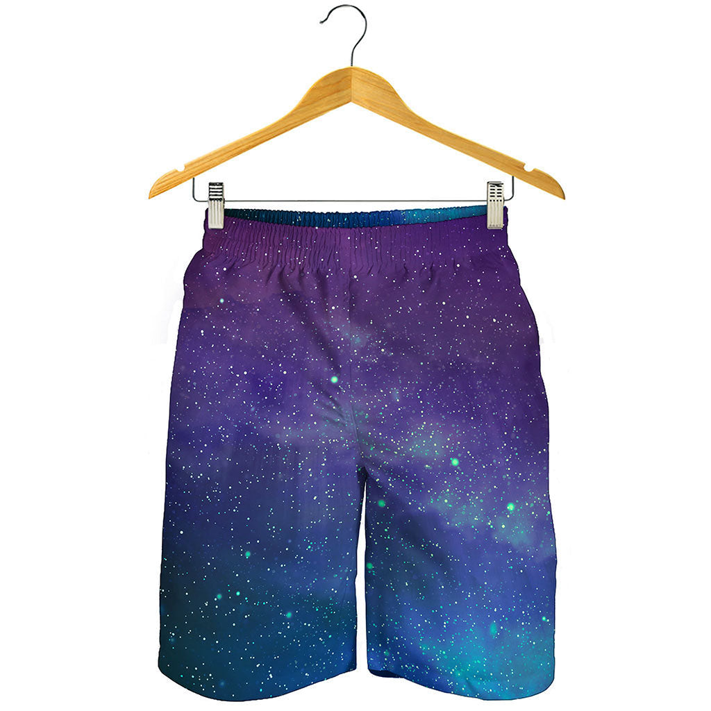 Purple Turquoise Galaxy Space Print Men's Shorts