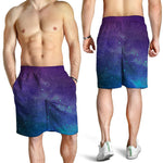 Purple Turquoise Galaxy Space Print Men's Shorts