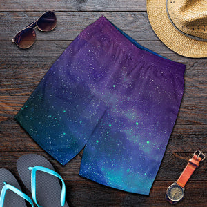 Purple Turquoise Galaxy Space Print Men's Shorts