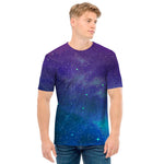 Purple Turquoise Galaxy Space Print Men's T-Shirt