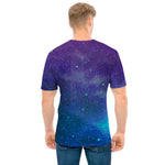 Purple Turquoise Galaxy Space Print Men's T-Shirt