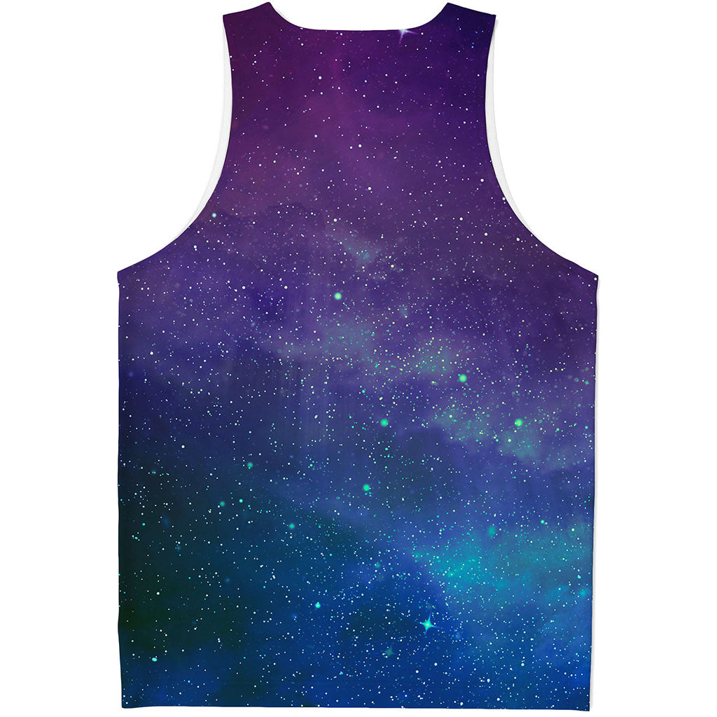 Purple Turquoise Galaxy Space Print Men's Tank Top