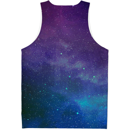 Purple Turquoise Galaxy Space Print Men's Tank Top