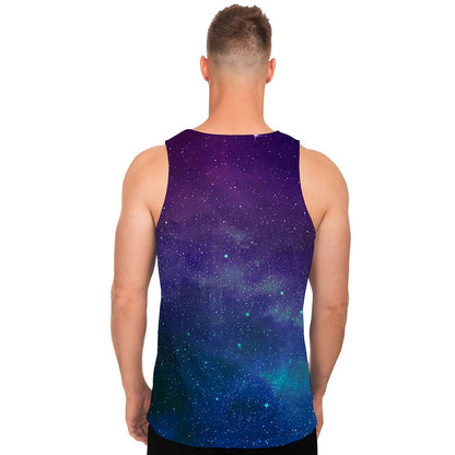 Purple Turquoise Galaxy Space Print Men's Tank Top