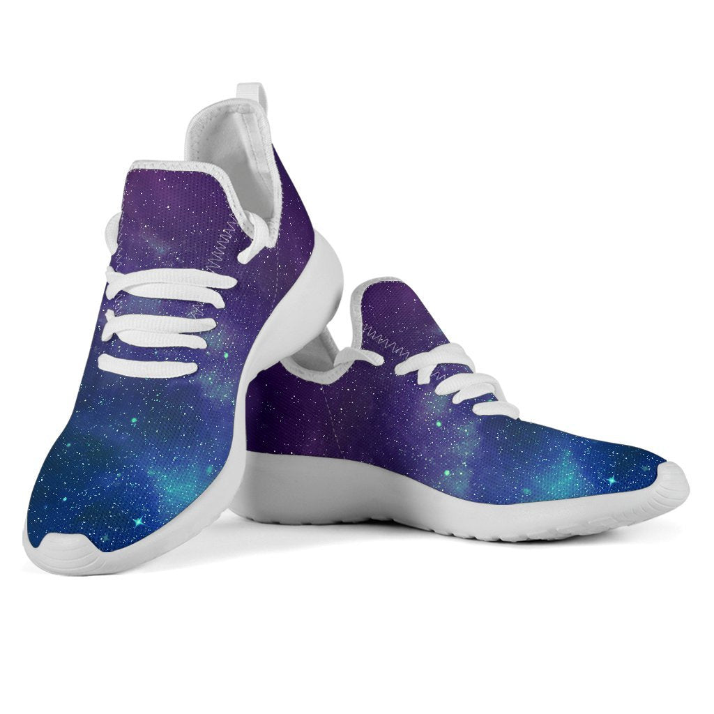 Purple Turquoise Galaxy Space Print Mesh Knit Shoes GearFrost