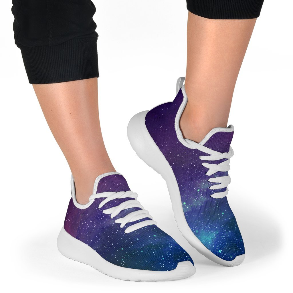 Purple Turquoise Galaxy Space Print Mesh Knit Shoes GearFrost