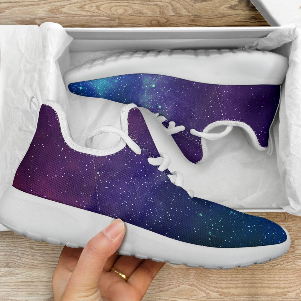 Purple Turquoise Galaxy Space Print Mesh Knit Shoes GearFrost
