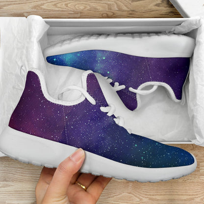 Purple Turquoise Galaxy Space Print Mesh Knit Shoes GearFrost