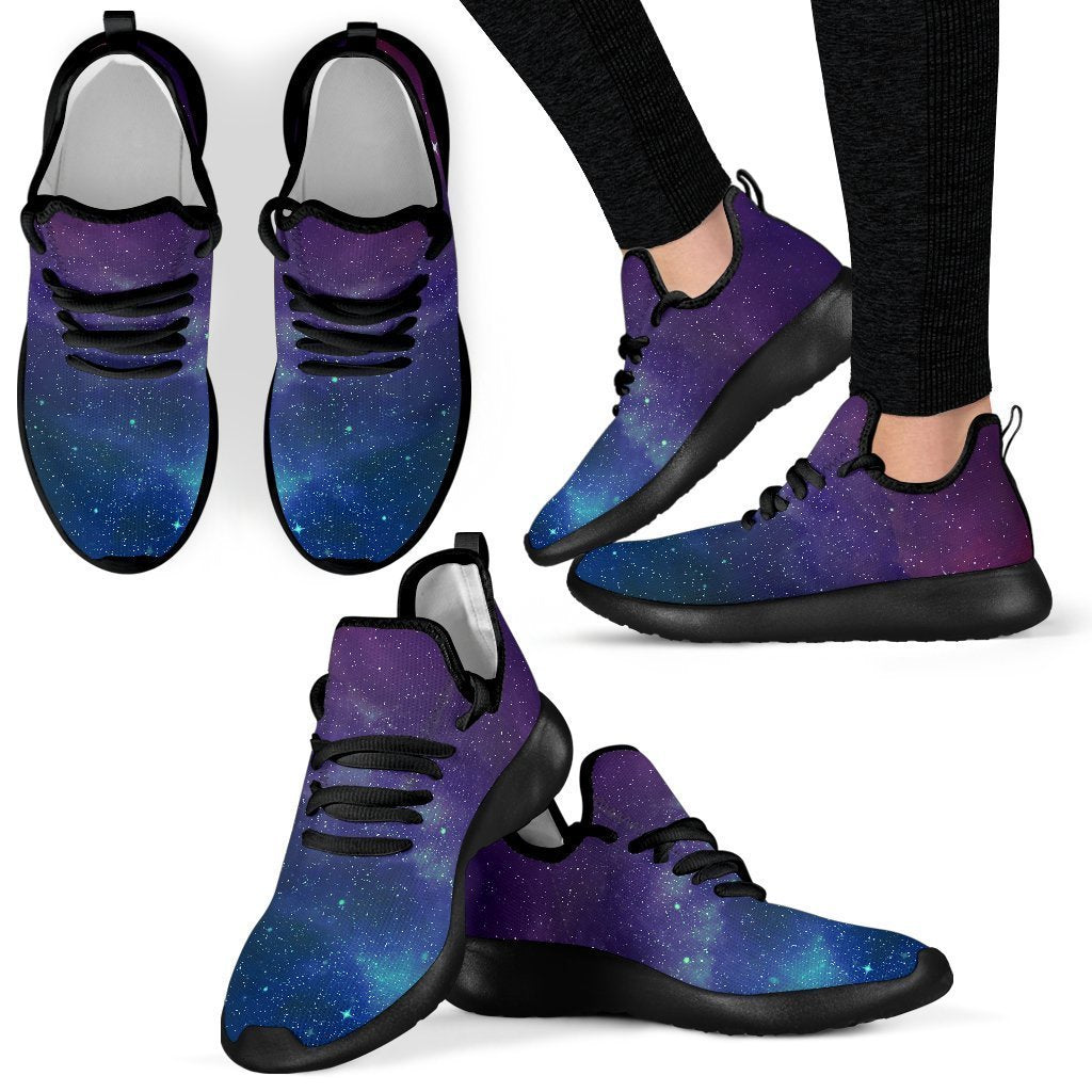 Purple Turquoise Galaxy Space Print Mesh Knit Shoes GearFrost