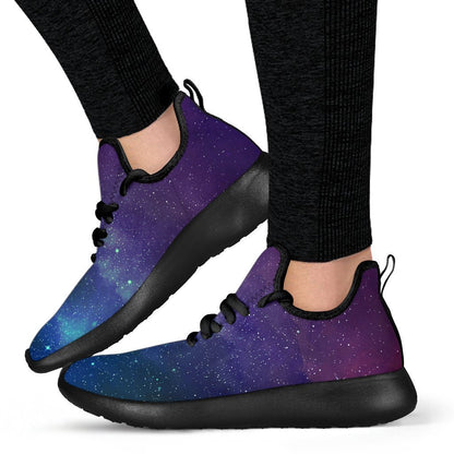 Purple Turquoise Galaxy Space Print Mesh Knit Shoes GearFrost