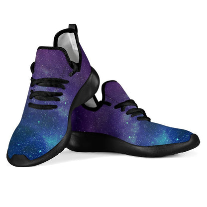 Purple Turquoise Galaxy Space Print Mesh Knit Shoes GearFrost