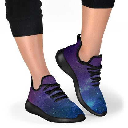 Purple Turquoise Galaxy Space Print Mesh Knit Shoes GearFrost