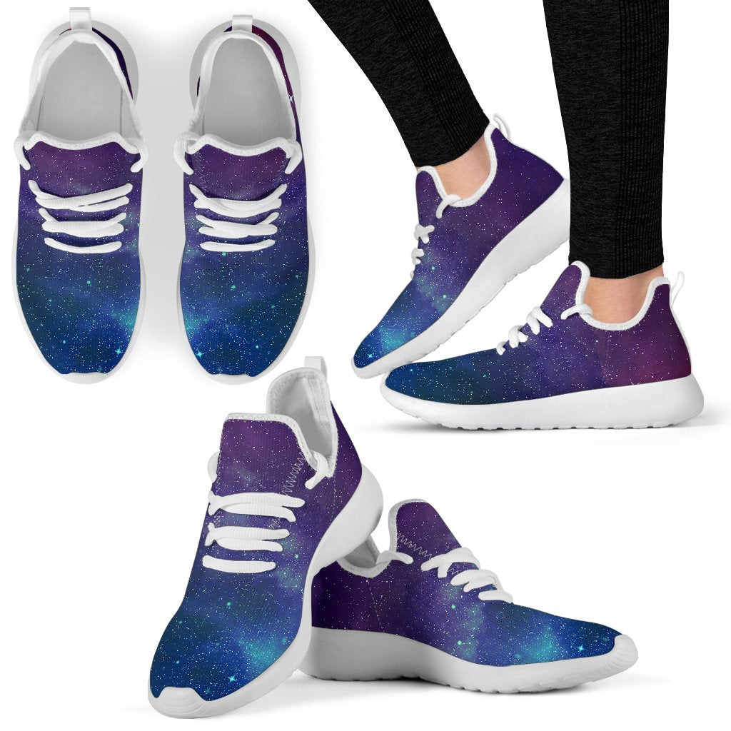 Purple Turquoise Galaxy Space Print Mesh Knit Shoes GearFrost
