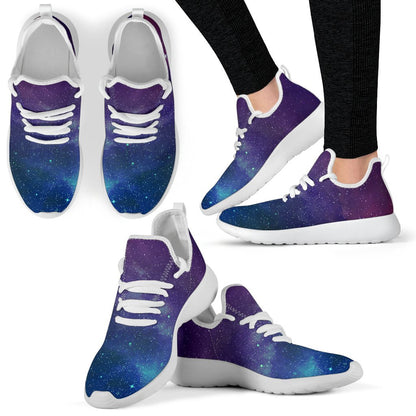 Purple Turquoise Galaxy Space Print Mesh Knit Shoes GearFrost