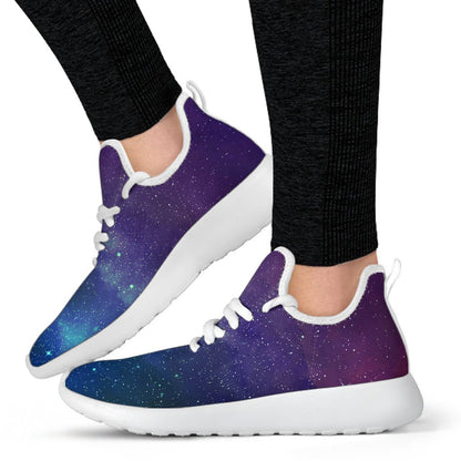 Purple Turquoise Galaxy Space Print Mesh Knit Shoes GearFrost