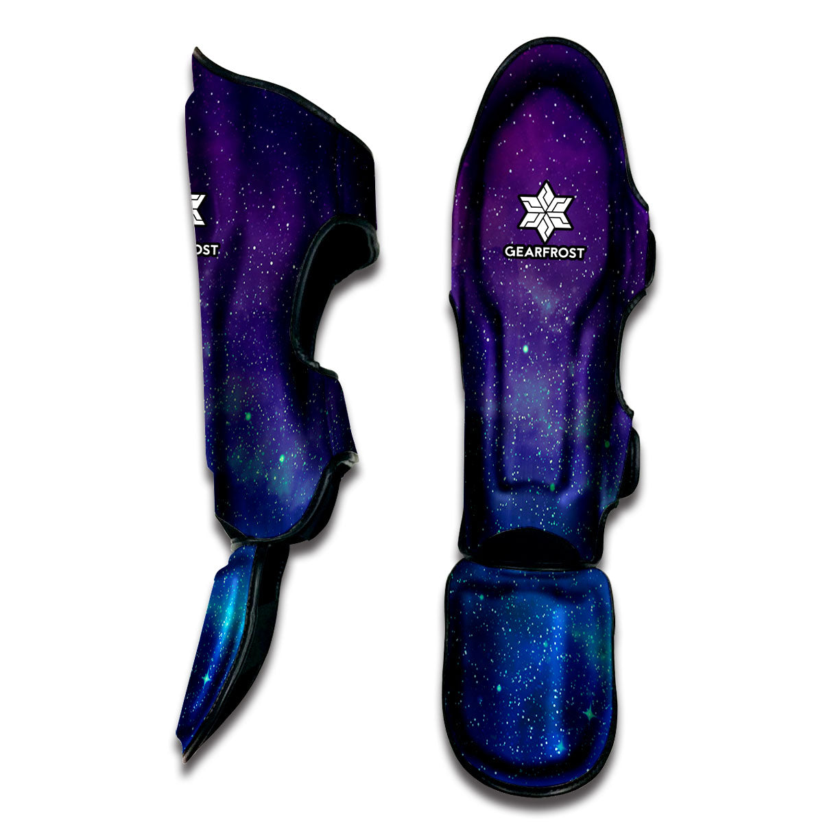 Purple Turquoise Galaxy Space Print Muay Thai Shin Guard