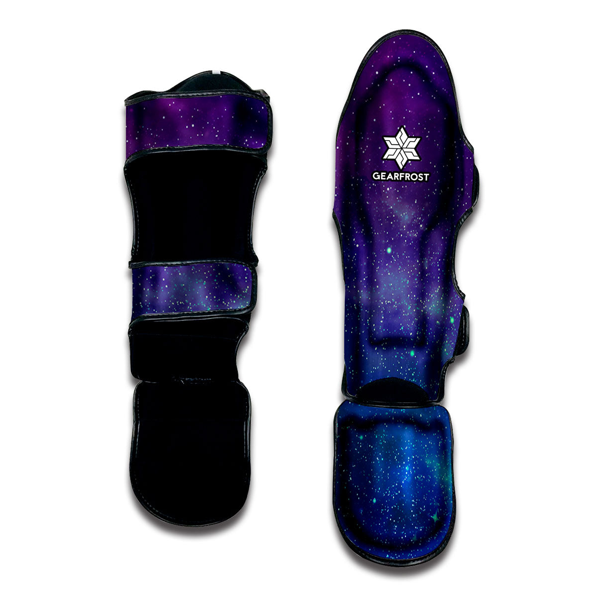 Purple Turquoise Galaxy Space Print Muay Thai Shin Guard