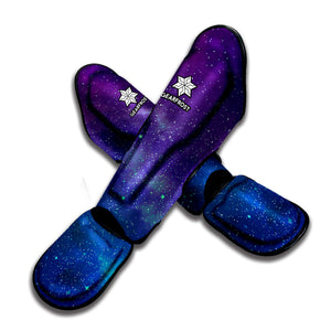 Purple Turquoise Galaxy Space Print Muay Thai Shin Guard