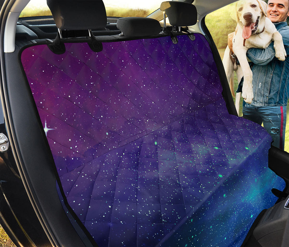 Purple Turquoise Galaxy Space Print Pet Car Back Seat Cover