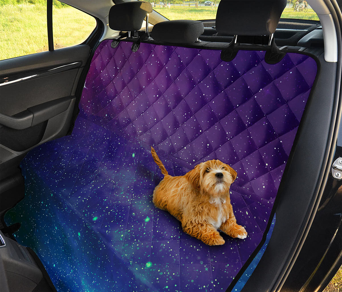 Purple Turquoise Galaxy Space Print Pet Car Back Seat Cover