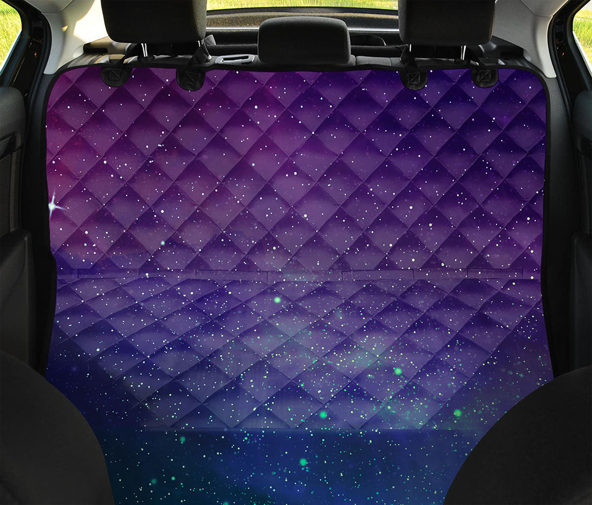 Purple Turquoise Galaxy Space Print Pet Car Back Seat Cover