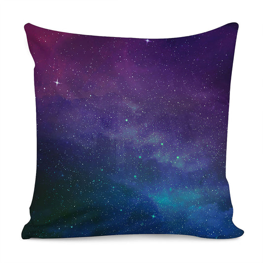 Purple Turquoise Galaxy Space Print Pillow Cover