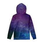 Purple Turquoise Galaxy Space Print Pullover Hoodie