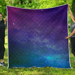 Purple Turquoise Galaxy Space Print Quilt