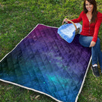 Purple Turquoise Galaxy Space Print Quilt