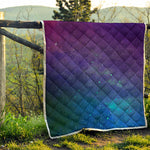 Purple Turquoise Galaxy Space Print Quilt
