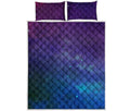 Purple Turquoise Galaxy Space Print Quilt Bed Set