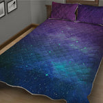 Purple Turquoise Galaxy Space Print Quilt Bed Set