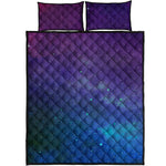 Purple Turquoise Galaxy Space Print Quilt Bed Set