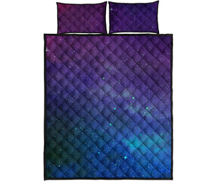 Purple Turquoise Galaxy Space Print Quilt Bed Set