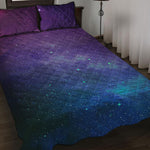 Purple Turquoise Galaxy Space Print Quilt Bed Set