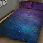 Purple Turquoise Galaxy Space Print Quilt Bed Set