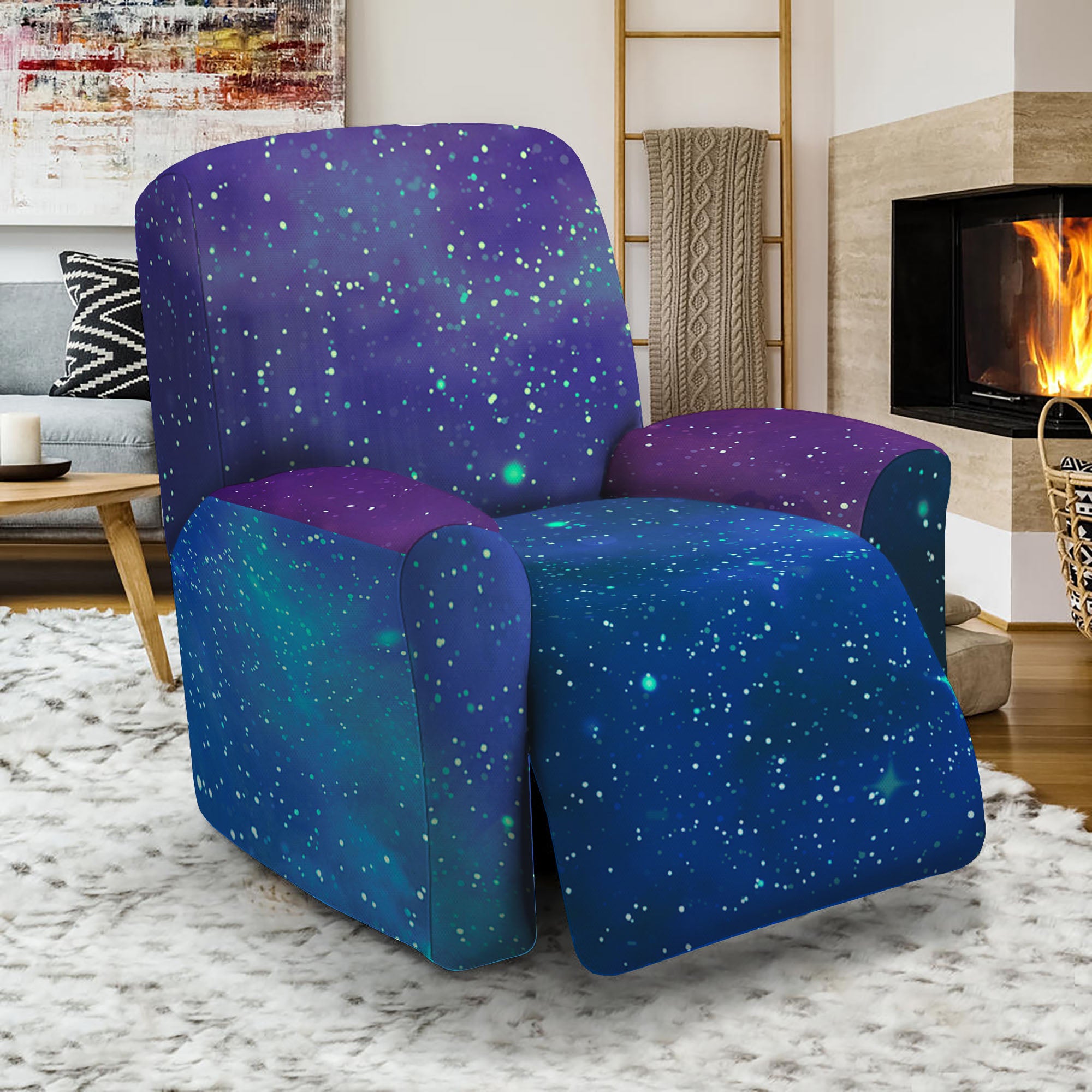 Purple Turquoise Galaxy Space Print Recliner Slipcover