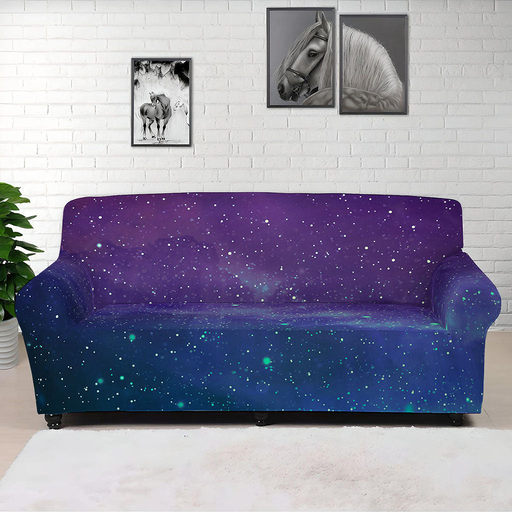 Purple Turquoise Galaxy Space Print Sofa Cover